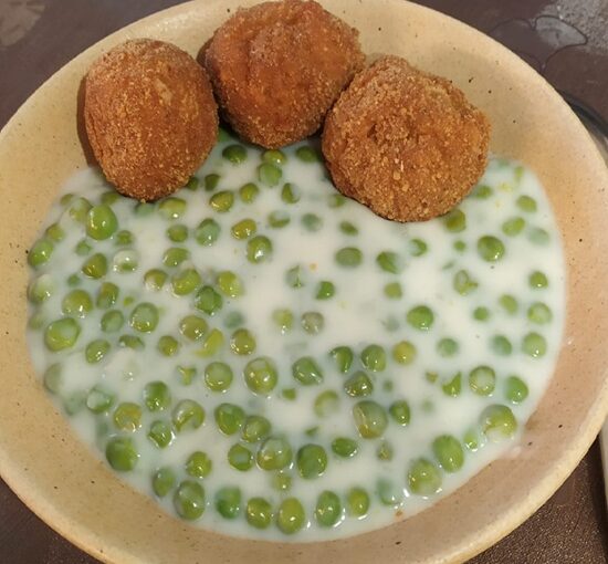 zöldborsófőzelék habarással