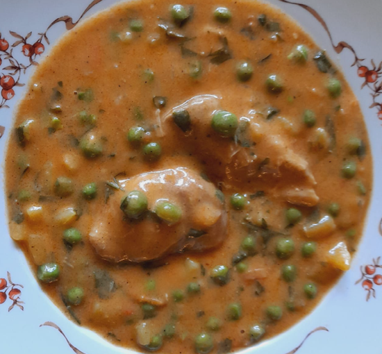 zöldborsófőzelék paprikás rántással